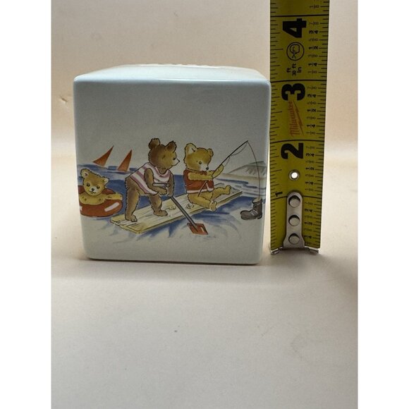 Vintage Personalized “JULIE” Mason's Coin Bank Cube Teddy Bear Ironstone England - Picture 6 of 8